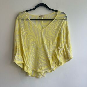 Zebra Striped Yellow Burnout Poncho Top  Beach Coverup - Small